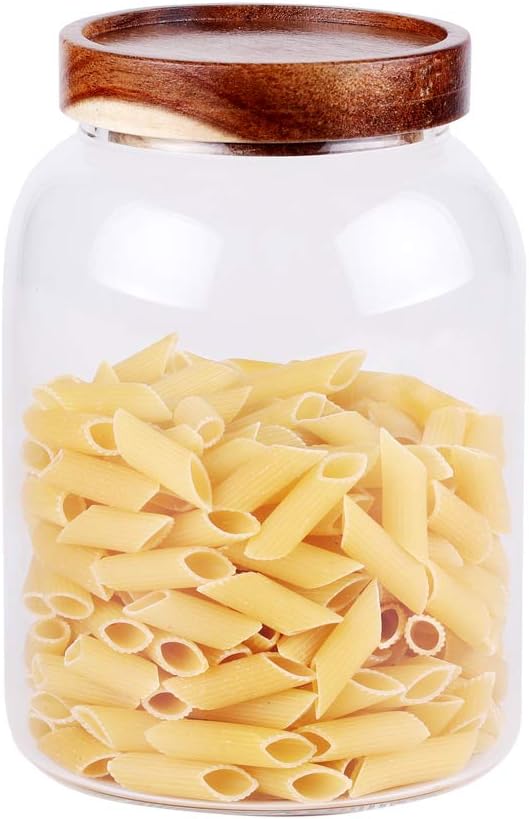 LEAVES AND TREES Y Glass Storage Jar, Food Storage Container/Canisters with Airtight Lid for Serving Tea, Coffee, Honey,.Spice, Perfect as a Cereal Dispenser (6.3 inch high) by LEAVES+AND+TREES+Y