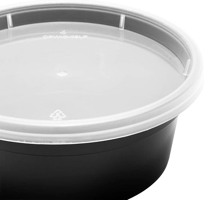 Karat [8oz - 240 ct Black PP Injection Molded Round Deli Containers with Lids (FP-IMDC8-PPB) - Image 5