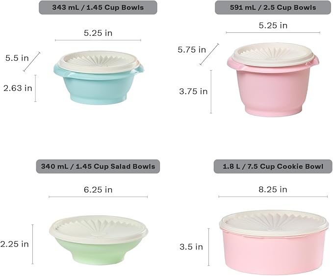 Tupperware Heritage 36-Piece Vintage Pastel Set (18 Containers + 18 Lids) | Plastic Food Storage Containers with Secure Lids, BPA-Free Materials, & Dishwasher-Safe for Kitchen Storage or Meal Prep - Image 3