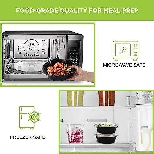 WGCC Meal Prep Containers 50Pack 32oz Bowls and Deli Containers with Lids 48 Sets-8oz, 16oz, 32oz, Leakproof, BPA Free/Microwave/Freezer/Dishwasher Safe - Image 3