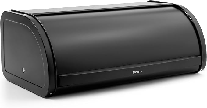 Brabantia Roll Top Bread Box | Large | Matt Black | Metal Front Opening Bread Store for Kitchen Countertop | Partly Flat Top for Extra Storage, Magnet Closing Lid | Fits 2 Loaves - Image 2