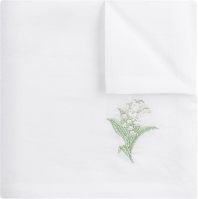 White Linen Napkins Set of 4-100% Pure Linen Embroidered Dinner Napkins 19 x 19 Inch for Spring, Summer Memorial Day - Botanical Embroidery (Lily Garden Collection) - Image 2