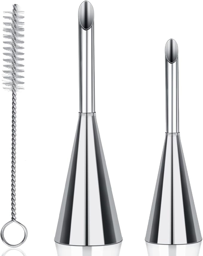 2 Pieces Stainless Steel Nozzles, Reverse Injector, Pastry Baker Nozzle Sleeve, Cream Pipe Decoration Tools for Filling Donuts, Cupcakes with Cleaning Brush by Daelesr