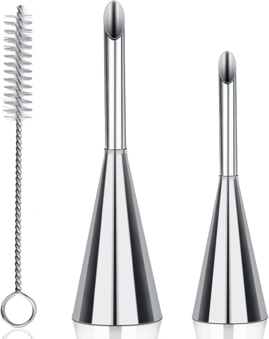 2 Pieces Stainless Steel Nozzles, Reverse Injector, Pastry Baker Nozzle Sleeve, Cream Pipe Decoration Tools for Filling Donuts, Cupcakes with Cleaning Brush by Daelesr
