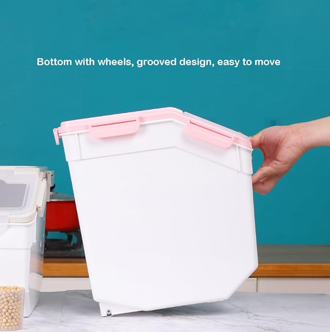 Large Flour Storage Container Bin 25lb, 2Pack Airtight Rice Storage Containers with Wheels Seal Locking Lid, BPA Free with Measuring Cup&Scoop for Flour, Rice, Grain(Gray) - Image 6