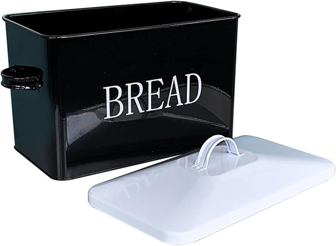 SOTECH Metal Bread Box For Kitchen Countertop,black bread box for kitchen countertop for Homemade Bread Farmhouse Style Bread Bin-Kitchen Food Bread Storage Container - Image 2
