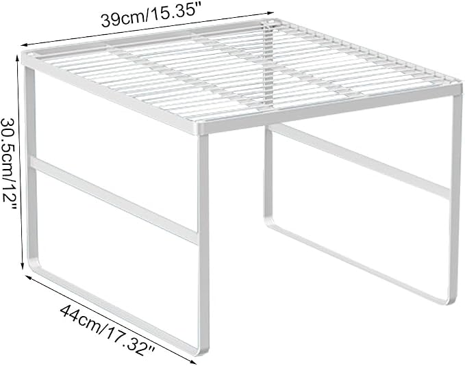 Kitchen Cabinet Storage Shelf Stackable Wire Spice Rack Organizer Heavy Duty Space Saver for Bathroom Bedroom Closet Laundry Room Office Countertop - White, Pack 1 - Image 2
