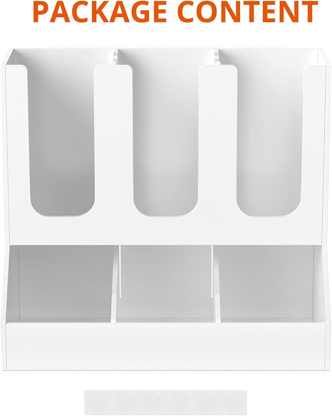 Richboom Cup and Lid Organizer, 6 Compartments with 2 Removable Dividers Coffee Station Countertop Cup Dispenser Condiment Organizer Accessories Caddy for Breakroom, Office, Home - White - Image 4