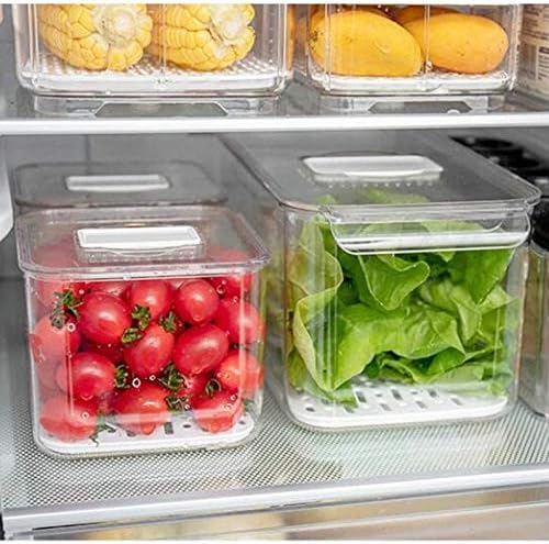 Slideep Fridge Produce Saver Food Storage Bin Containers, Stackable Refrigerator Freezer Organizer Bins with Removable Drain Tray, Fridge Fresh Keeper for Veggie, Berry, Fruits, Vegetables 6 Pack - Image 4