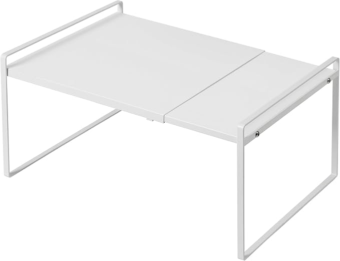 Nxconsu Expandable Shelf for Cabinets, Cabinet Shelf Riser, 12" White | Heavy-Duty Organizer Metal Dish Riser for Cabinets Holds 50LBS and Expands 13.4 to 24.5 in for Kitchen Pantry Plate Mug Spice by Nxconsu