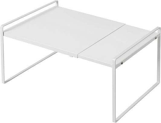Nxconsu Expandable Shelf for Cabinets, Cabinet Shelf Riser, 12" White | Heavy-Duty Organizer Metal Dish Riser for Cabinets Holds 50LBS and Expands 13.4 to 24.5 in for Kitchen Pantry Plate Mug Spice by Nxconsu