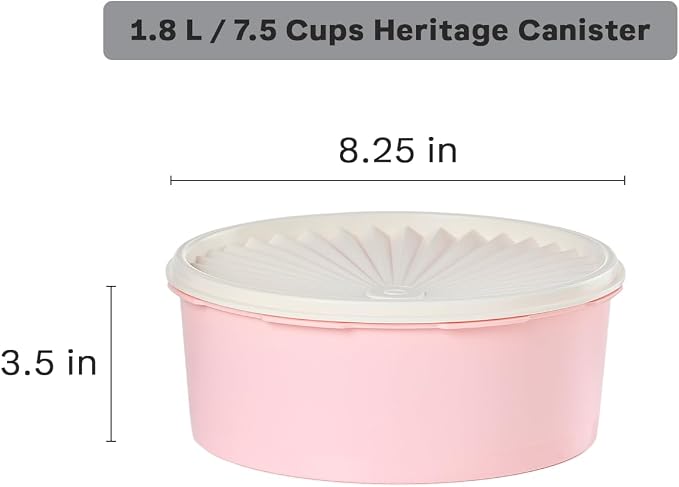 Tupperware Heritage Collection 7.6 Cup Cookie Canister, Vintage Light Pink Color, Dishwasher Safe and BPA Free Container (1.8 L) - Image 3