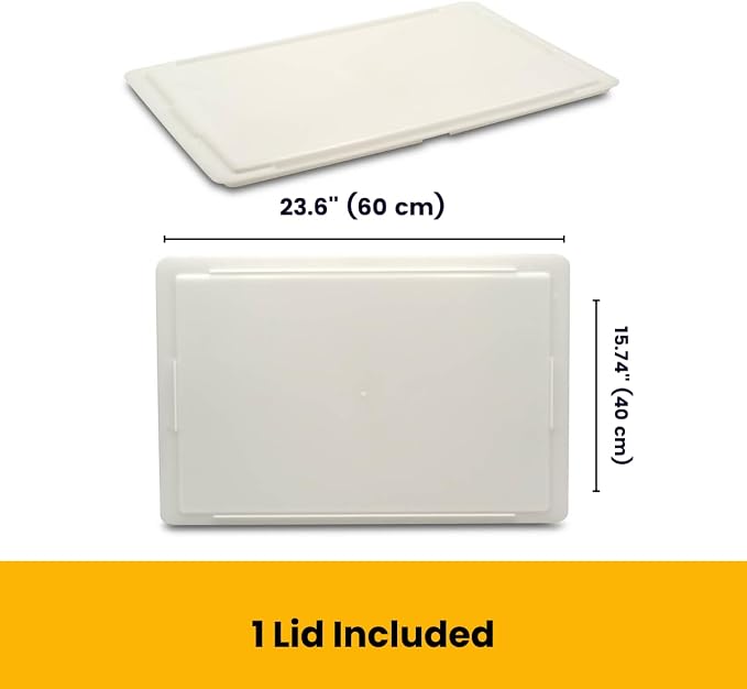 L'Oro Del Sud Commercial Dough Proofing Box Tray with Lid, White, 5 Pack | 23.6" x 15.74" x 2.75" Stackable Pizza Dough Container, Impact & Temperature Resistant Bin, Pizza Tray, Product of Italy - Image 4