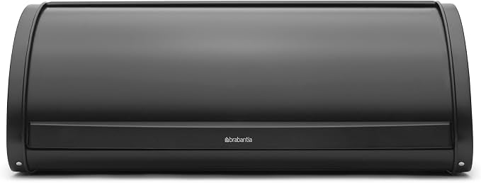 Brabantia Roll Top Bread Box | Large | Matt Black | Metal Front Opening Bread Store for Kitchen Countertop | Partly Flat Top for Extra Storage, Magnet Closing Lid | Fits 2 Loaves by Unknown