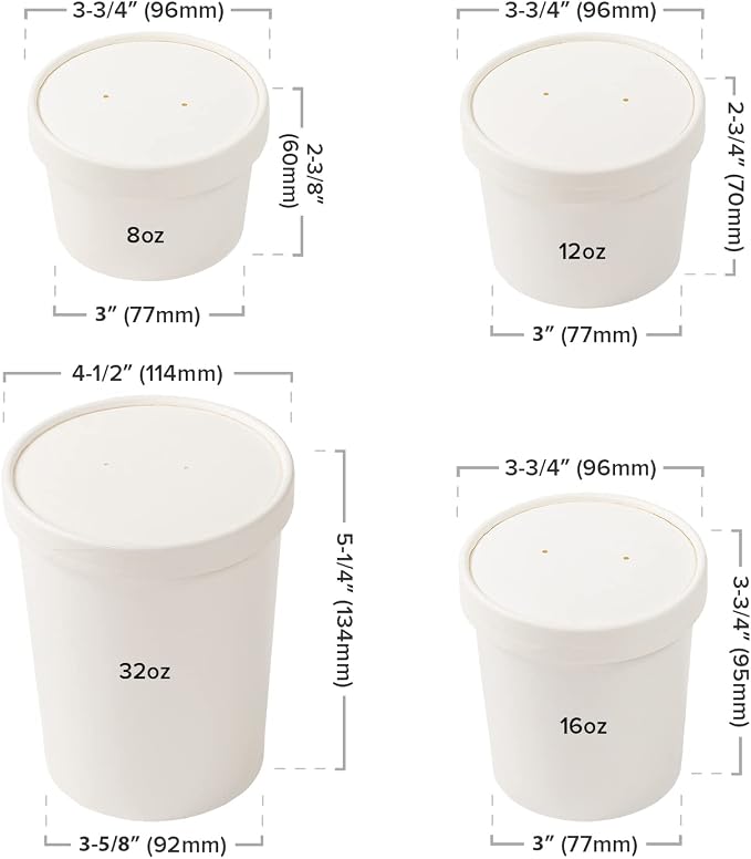AmerCare Royal 32 Ounce White Paper Food Container and Lid Combo, Package of 250 - Image 6