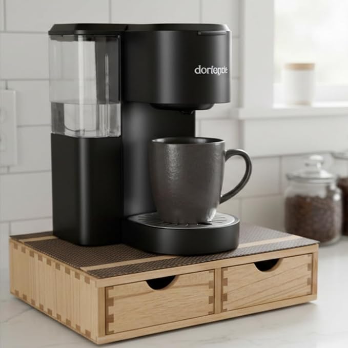 DDYURI Storage Drawer Holder for Capsules Coffee Pod K-cup Organizer /2 Drawers for Counter Organization for Kitchen Utensil Storage Home Decor Office Supplies- Coffee Brewer Accessories Wood 1D2C-LT - Image 2