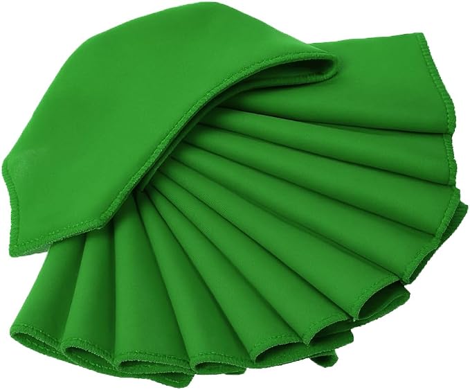 Pack of 12 PCS Cloth Napkins 17x17 inch Washable Polyester Dinner Napkins Soft Table Napkins for Wedding Party Dining Banquet Bistro Decoration - Green - Image 4