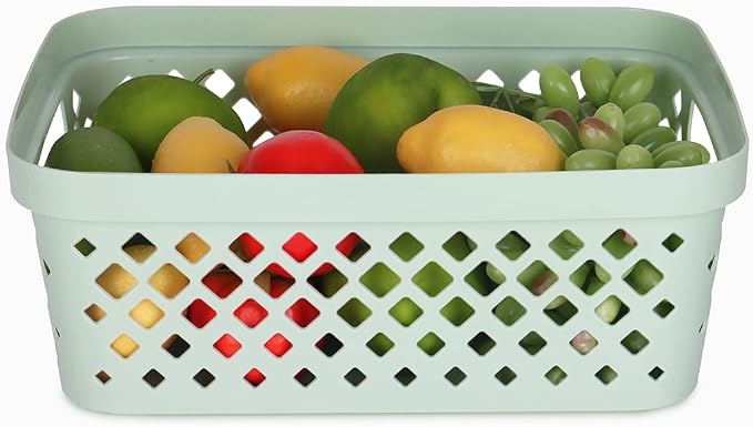 Glad Plastic Storage Basket Set, Value Pack of 6 | Open Storage Bins for Shelves, Bathroom, Pantry, Closet | Nesting Organizer Boxes with Handles, 2 Gallon, Sage - Image 4
