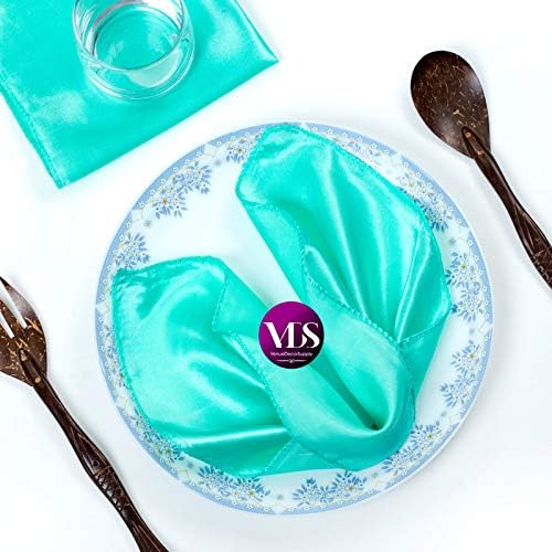 VDS - 125 Pieces | Satin Napkins 20 x 20 Inch Square | Kitchen & Dinner Table Napkins Cloths Handkerchief for Restaurant Bistro Wedding Christmas Birthday Party Dinner Decoration (Mint) by VDS