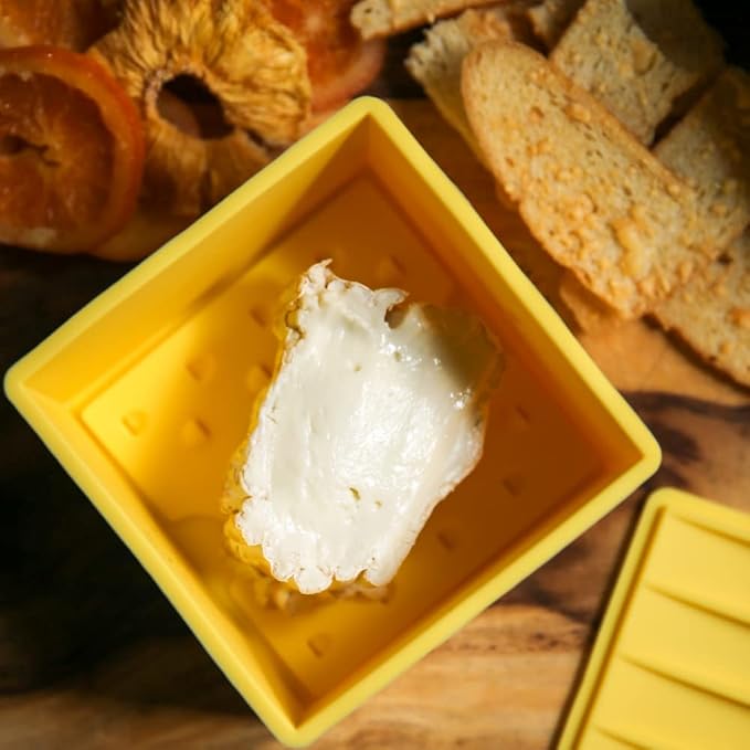 Cheese Vault for Soft Cheese - Reusable Artisan Cheese Storage Container for Fridge - Food Grade Silicone Cheese Container 5x5x3.5” - Easy to Clean Cheese Keeper for Refrigerator – Butter - Image 3