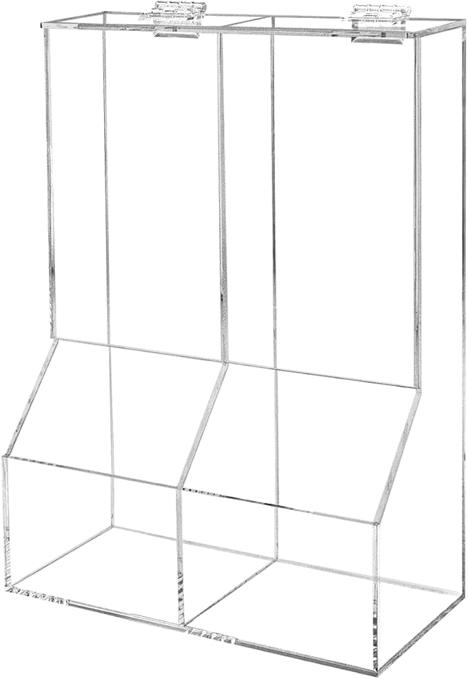 Marketing Holders Divided Condiment Bin with Lid 2 Compartment Sugar Packets or Wrapped Candy Caddy Clear Acrylic 8.5" x 12" Tabletop Organizer for Bakeries and Restaurants by MarketingHolders