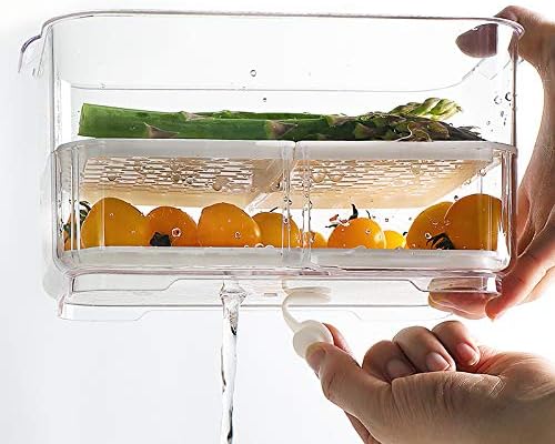 SANNO Fridge Food Storage Containers Produce Saver FreshWorks Produce Food Storage Container Bin Stackable Refrigerator Kitchen Organizer Keeper, with Removable Drain Tray to Keep Fresh - Image 6