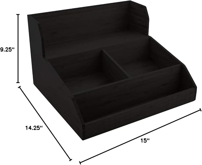 Restaurantware Coffee Cup Organizer 15 x 14.25 x 9.25 Inch Multipurpose Bamboo Condiment Holder Black Countertop Cup and Lid Organizer for Coffee Shops and Office Break Rooms - Image 13