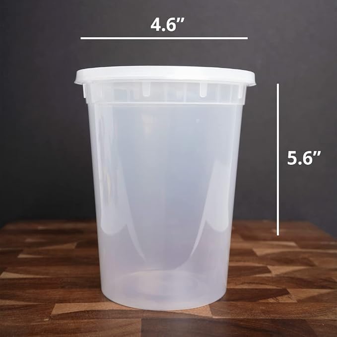TIYA Food Containers - 32oz Bulk 240 Pack with Lids - Plastic Food Storage to-Go Containers - Reusable Microwavable Dishwasher Safe Cups - Airtight Leak Proof for Soups & Meal Prep - Image 4