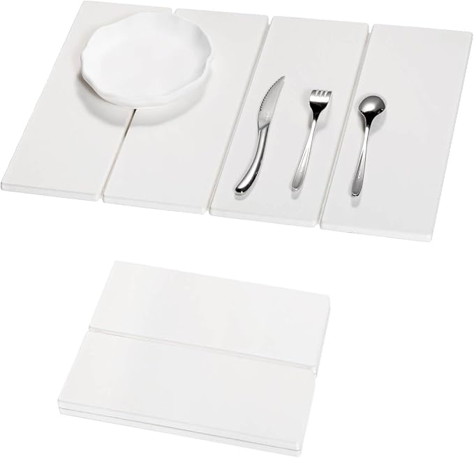 Stone Dish Drying Mat - Large Foldable Marbled Quick Drying Dish Mats, Stone Coasters Set of 4 Collapsible Ultra Absorbent Diatomaceous Earth Mats for Kitchen Counter Bathroom (White-4Pcs) by Unknown