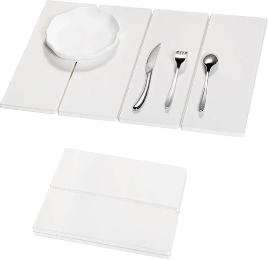 Stone Dish Drying Mat - Large Foldable Marbled Quick Drying Dish Mats, Stone Coasters Set of 4 Collapsible Ultra Absorbent Diatomaceous Earth Mats for Kitchen Counter Bathroom (White-4Pcs) by Unknown