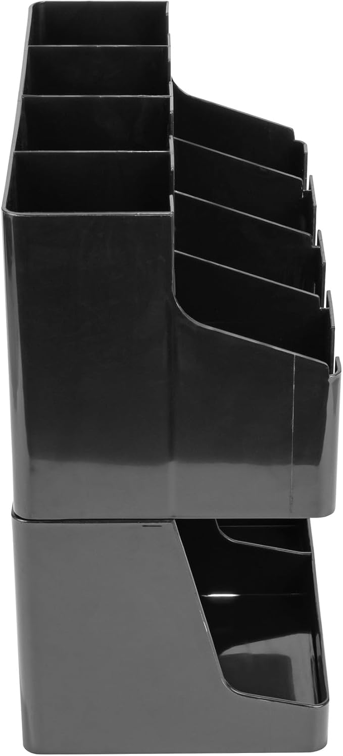 Restaurantware Restpresso Coffee Bar Organizer, 1 Count Durable 11 Compartments, Compact Size, Black Plastic Tabletop Coffee Supplies Organizer For Homes, Office Spaces, Breakrooms, and Lounges - Image 10
