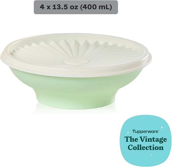 Tupperware Heritage Collection, New 4 Cereal Bowl with Lids Set in Vintage Colors, Dishwasher Safe and BPA Free (4 containers, 4 lids) - Image 3