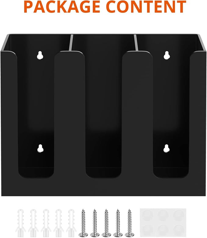 Richboom Acrylic Coffee Cup and Lid Storage Organizer Holder, 3 Compartments, Black - Image 4