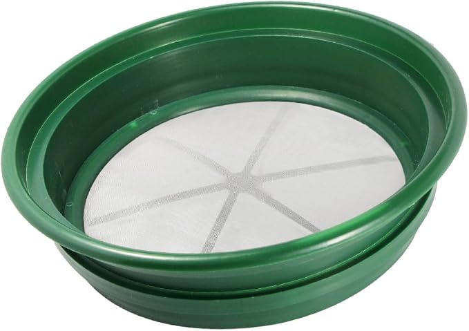 SE 13.25 Inch Wide Stackable Classifier Gold Prospecting Pan - 1/100 Inch Stainless Steel Mesh Sifting Pan, Green by SE
