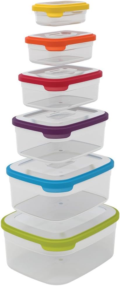 Joseph Joseph Nest Lock Plastic BPA Free Food Storage Container Set with Lockable Airtight Leakproof Lids, 12-Piece, Multi-Color - Image 2