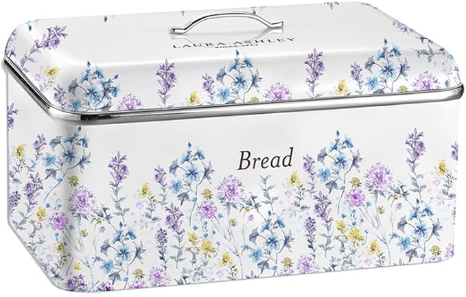 Laura Ashley China Rose Large Bread Box for Kitchen Countertop - Breadbox | Durable Bread Storage Container, Food Grade Metal Bread Bin, Removable Lid, Keep Bread Fresh, Rust Resistant, Easy to Clean by Unknown