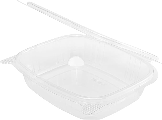 Karat 24oz - 200 ct PET Clamshell Square Deli Containers - For Pasta Salads, Fruit, Deli Sides, and Home Meal Prep - Clear Plastic Food Containers I 7.26"x6.2"x2.05" - Image 5