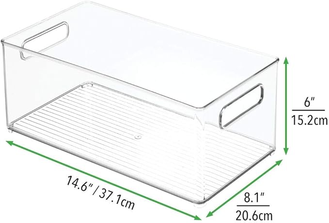 mDesign Plastic Bathroom Storage Container Bins w/ Handles - Closet, Cabinet, Vanity, Cupboard Shelf Organization, Hair Tools Accessory Organizer - Ligne Collection; Clear, 14.6x8.1x6 (Pack of 4) - Image 6