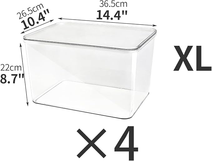 4-Piece Set,Plastic Clear Storage Bin with Lid,Large Storage Containers,Lidded Storage Boxes for Books, Clothes, Toys, Cabinets (clear 4XL) - Image 6