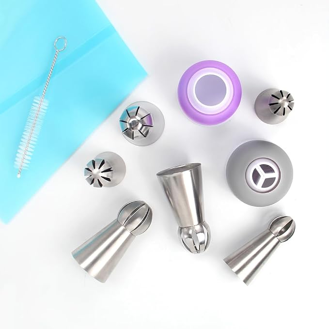 10 Pcs Stainless Steel Ball Twist Flower Icing Tips Set for Cupcakes | Ball Twist Drop Flower Piping Tips for DIY Cupcakes Bouquets, Cake Flower Decoration & Cupcakes Decorations - Image 5