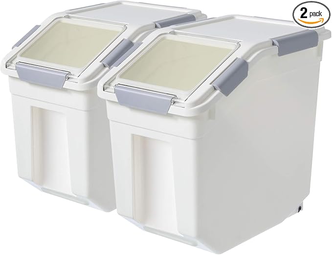 CITY BABY 2 Pack Airtight Flour Storage Container With Scoop,Dry Food, Sugar, Baking Supplies,Rice Container Set -BPA Free- Pet Food Storage Container,Dog Cat Birds Food Bin(20 lb) by CITY+BABY