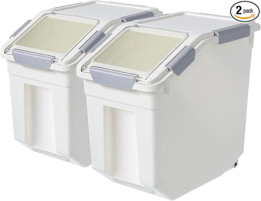 CITY BABY 2 Pack Airtight Flour Storage Container With Scoop,Dry Food, Sugar, Baking Supplies,Rice Container Set -BPA Free- Pet Food Storage Container,Dog Cat Birds Food Bin(20 lb) by CITY+BABY