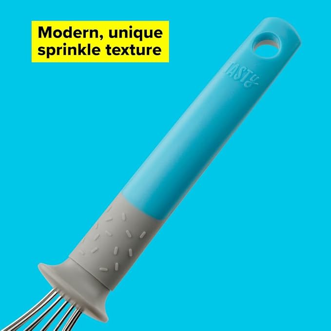 Tasty Stainless Steel Whisk, Balloon Whisk for Stirring and Whipping Ingredients, Balloon Wire Whisk, Egg and Milk Frother, Dimensions: 26 x 6 cm, Colour: Blue, Grey, Silver - Image 5