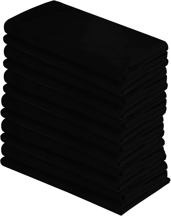 100% Cotton Flour Sack Towels – 12 Pack, 27x27 Inches, Black, Lint-Free, Pre-Washed, Hemmed Edges – Reusable Kitchen Towels for Cleaning, Embroidery, Printing & Crafts - Black by DGCollections