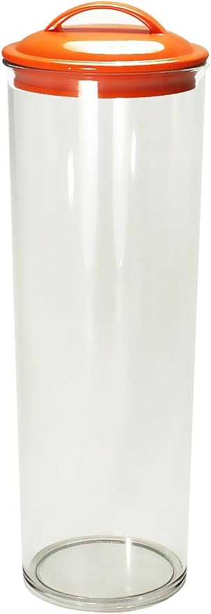 Reston Lloyd Tall Clear Spaghetti Pasta Storage Canister Container with Airtight Lid BPA Free for Kitchen Pantry Organization, Orange by RestonLloyd