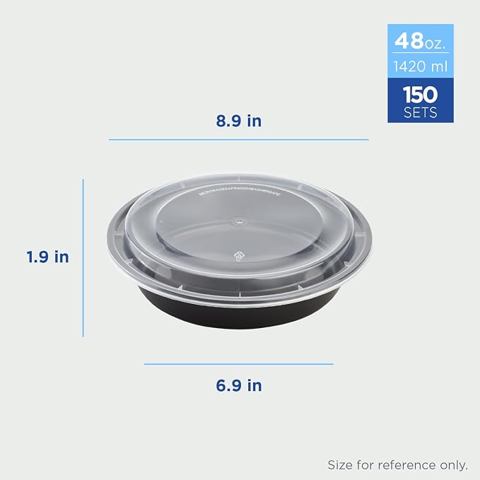 Karat Meal Prep Containers [48 oz - 150 ct] Reusable & Disposable Take Out Bowls with Lids - Microwave & Dishwasher Safe Bento Boxes - Image 2