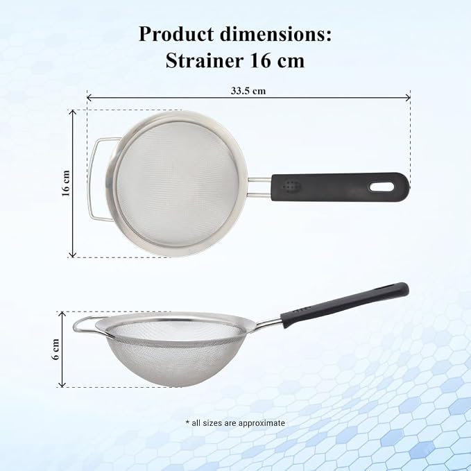 Buckingham Stainless Steel Fine Mesh Sieve Strainer Set (16cm) - Image 4