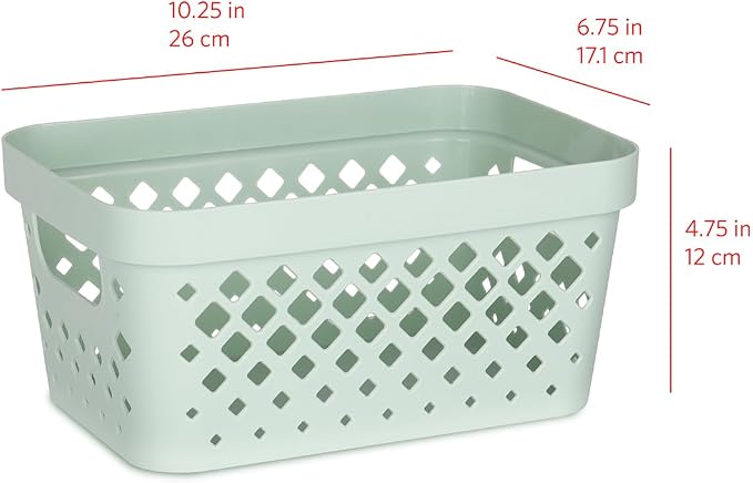 Glad Plastic Baskets for Organizing, Set of 6 | Pantry Storage for Under Counter, Linen Closet, and Bathroom | Nesting Shelf Bins with Handles, 1 Gallon, Sage - Image 5