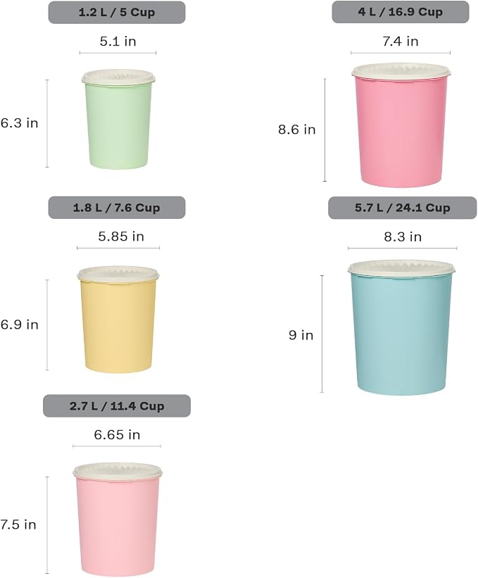 Tupperware Heritage Collection 10 Piece Nested Canister Set in Vintage Colors, Dishwasher Safe and BPA Free (5 Containers, 5 Lids) - Image 3