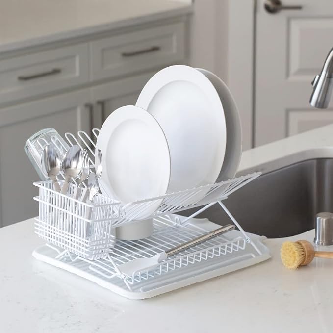 Better Houseware 1483 Junior Folding Dish Rack, White - Image 5